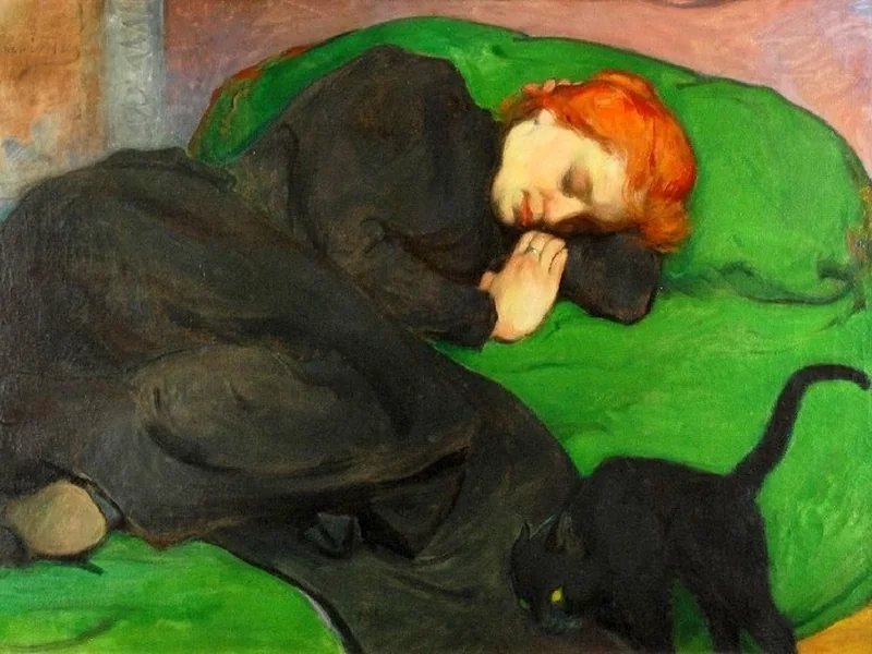 1856-Władysław Ślewiński - Donna addormentata con un gatto, 1896